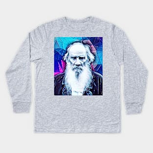 Leo Tolstoy Snowy Portrait | Leo Tolstoy Artwork 6 Kids Long Sleeve T-Shirt